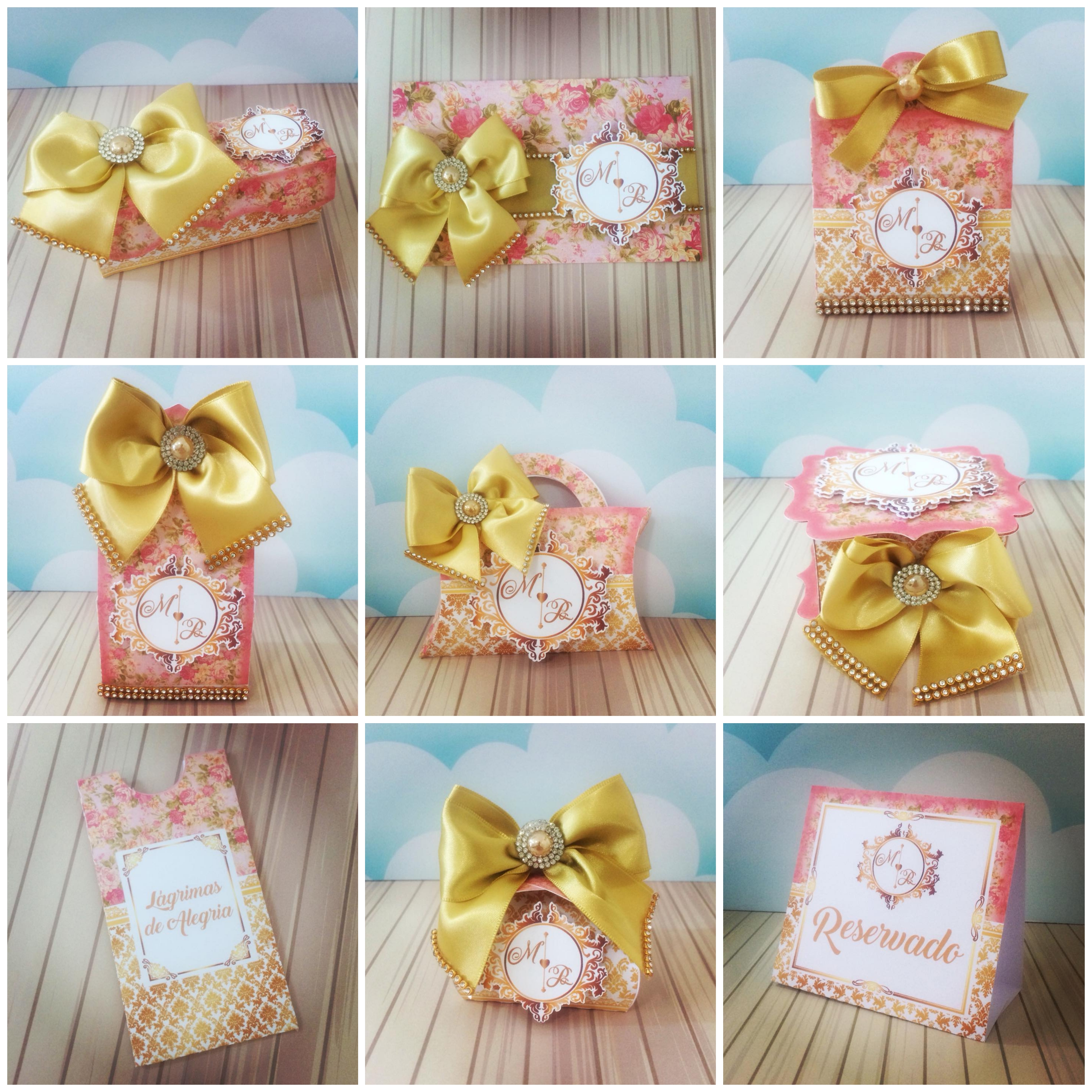 CÓDIGO 505 - KIT FESTA CASAMENTO ROSA E DOURADO