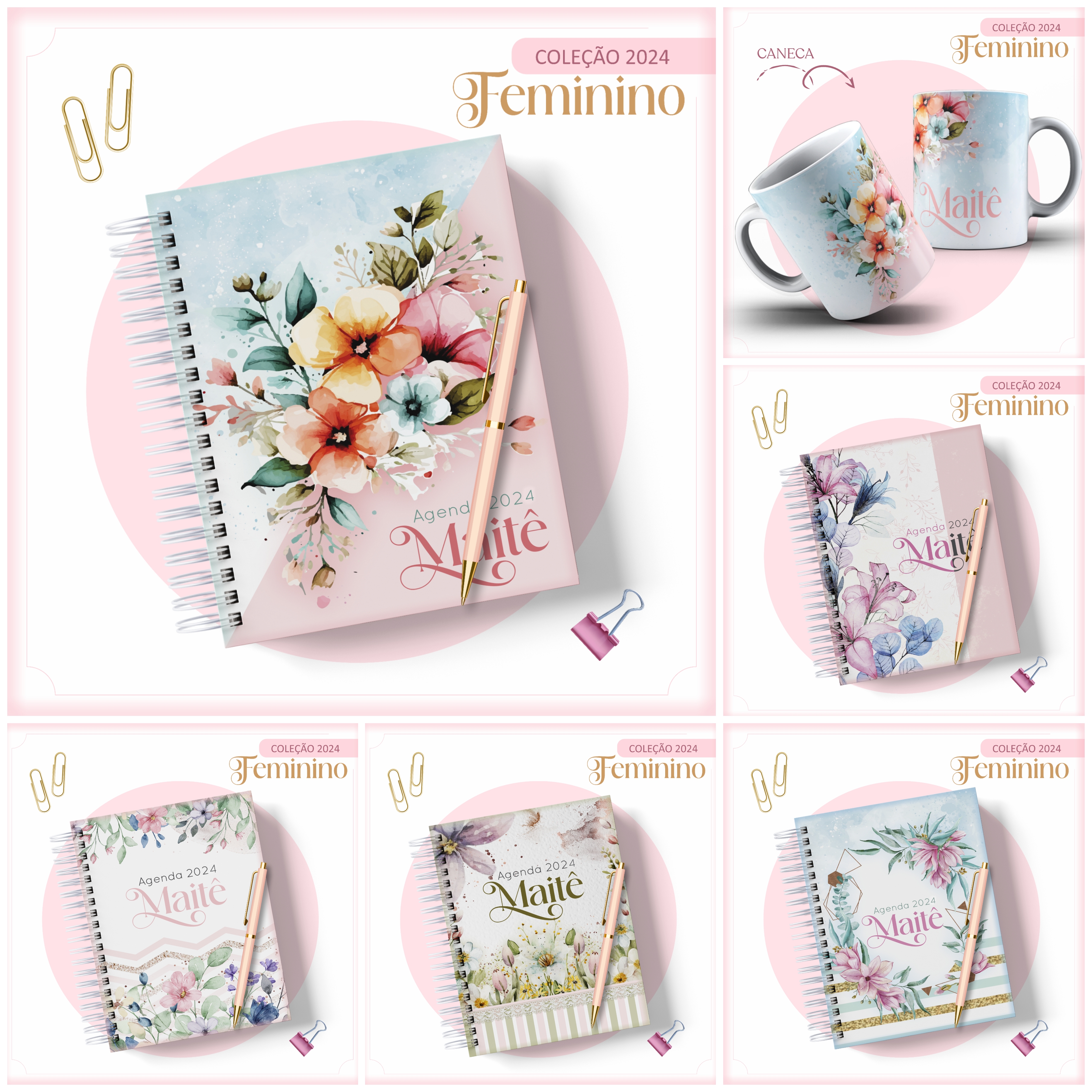 Código 637 - Combo Agendas Feminina Floral