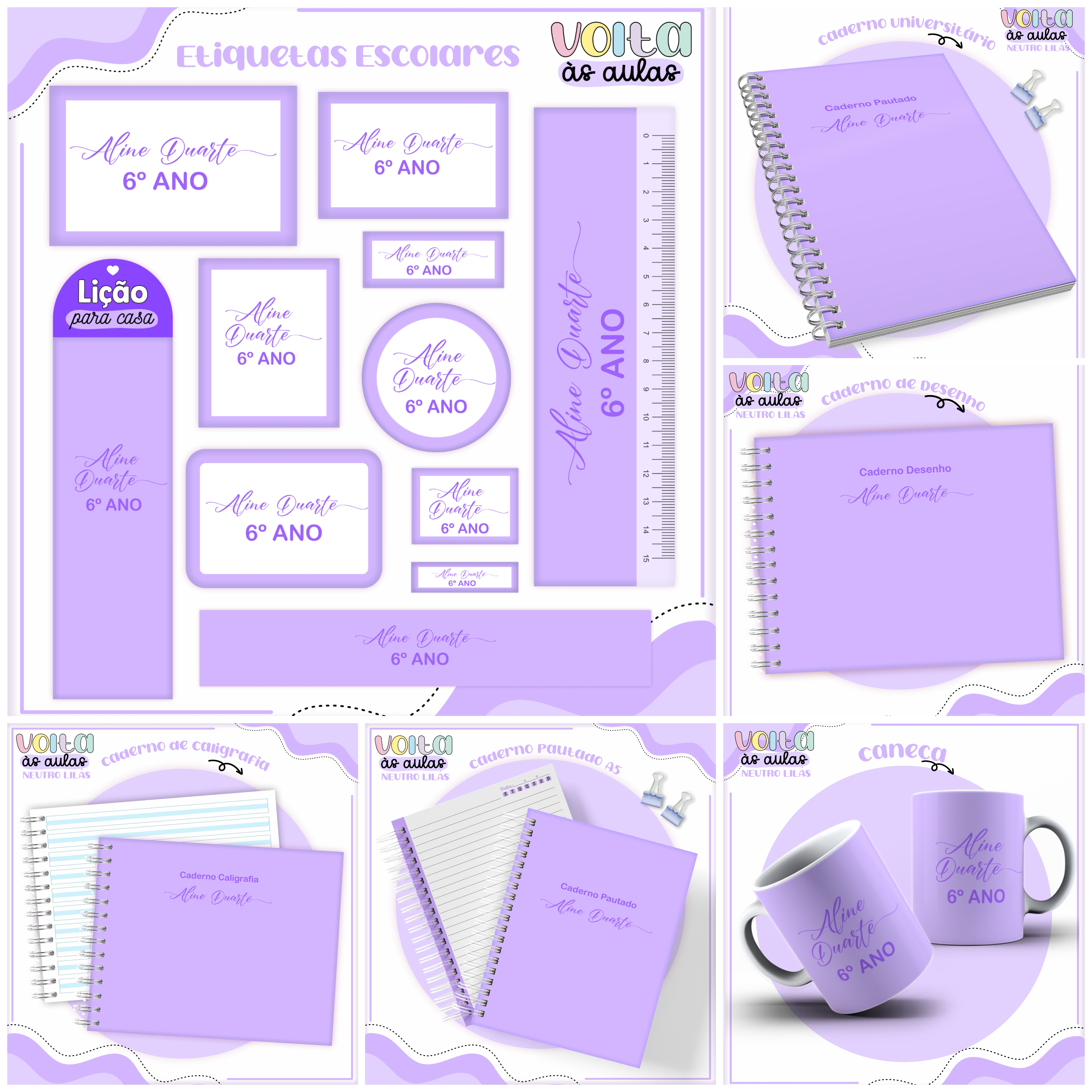 Código 687 - Kit Volta às Aulas Neutro Lilás