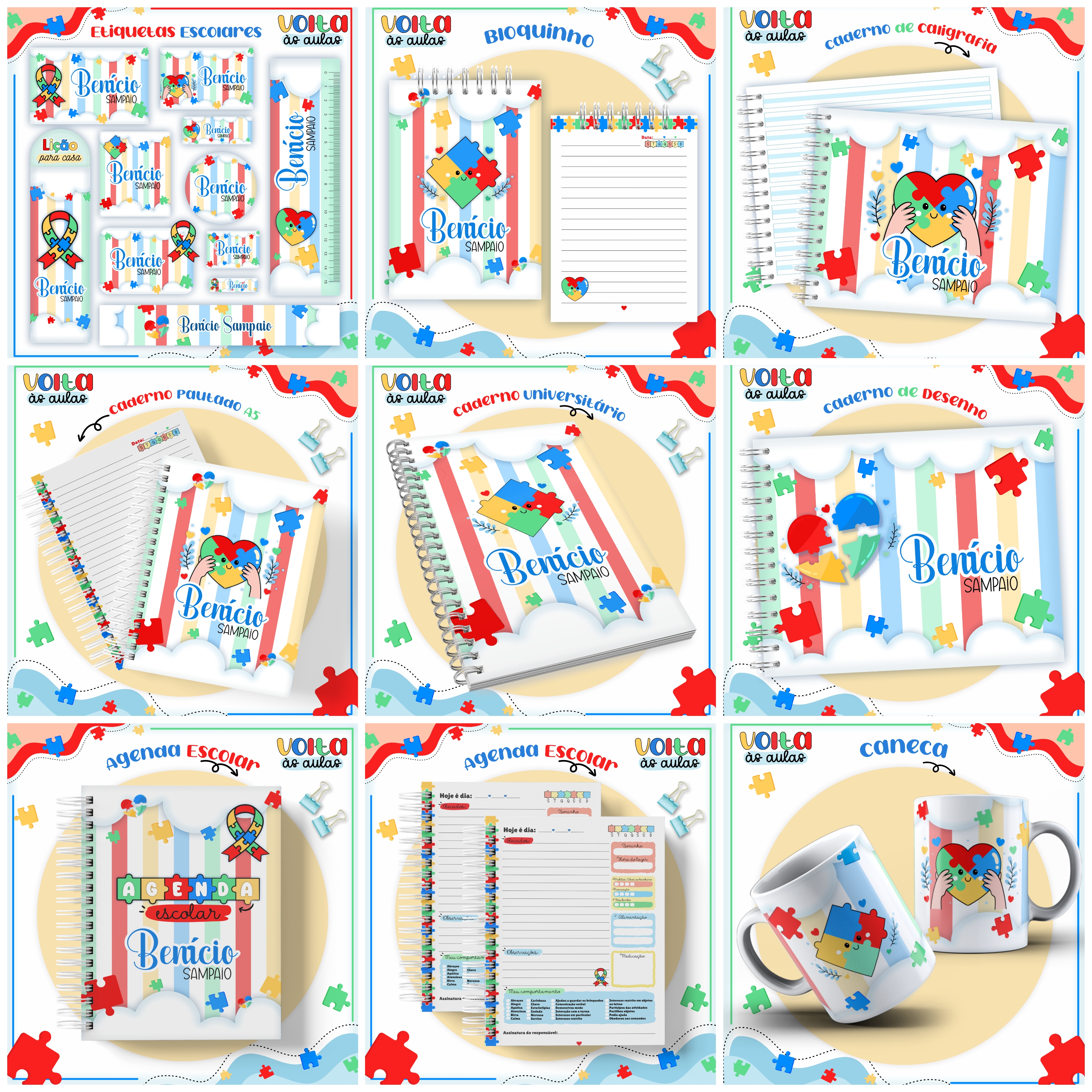 Código 751 - Kit Volta às Aulas Autismo Menino