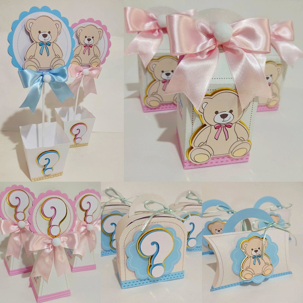 Código 993 - Kit Festa Chá Revelação Ursinho Rosa e Azul