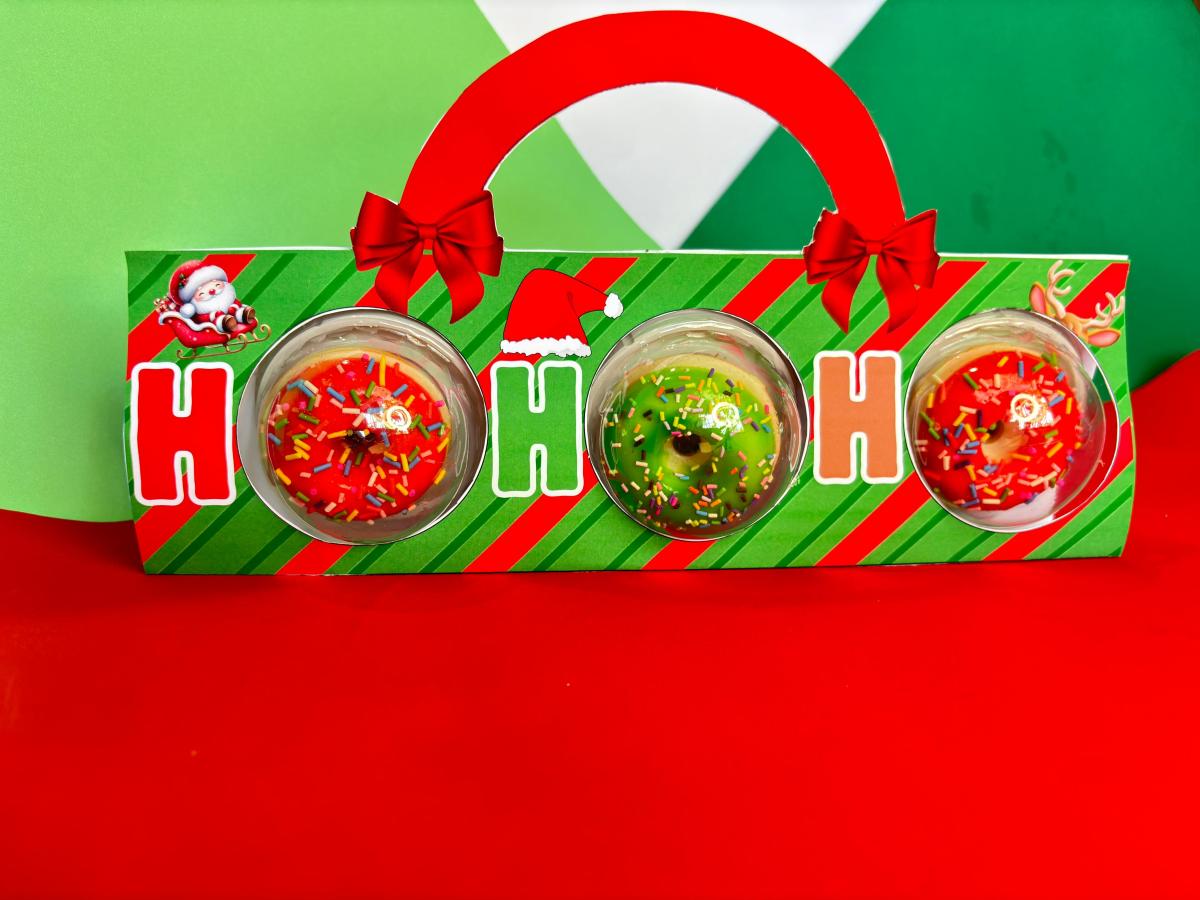1 Artes – Lembrancinha Bolsinha Trio Donuts de Natal Arquivo Digital em PNG e&nbsp;PDF